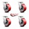 Service Caster 4 Inch Red Poly on Cast Iron Wheel Swivel Caster Set with Roller Bearings SCC SCC-20S420-PUR-RS-4 - alternate 3